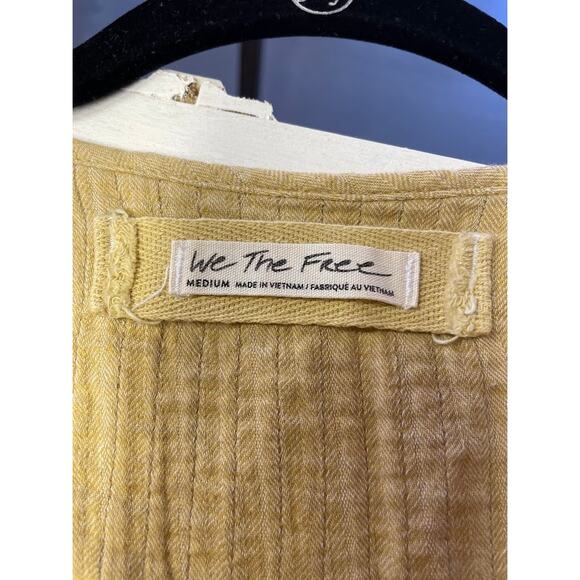 Free People Babydoll Henley Top Boho Edwardian Gauze Sand Dune Honey Size M - Picture 12 of 15